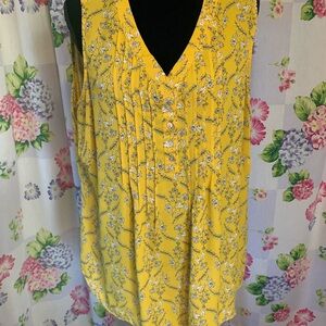 Rose & Olive Yellow Floral Sleeveless Blouse